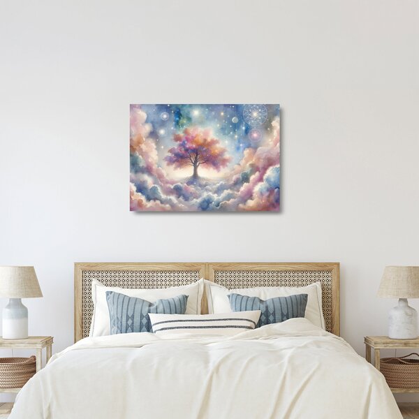 Staklena slika – Drvo života u oblacima (70x50 cm)