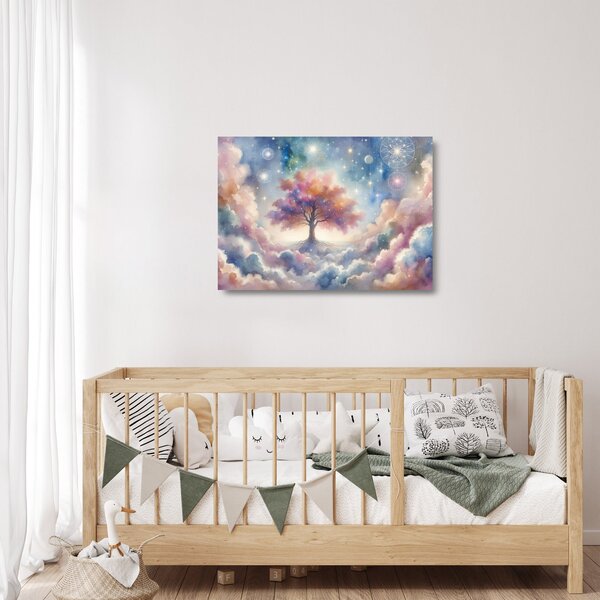 Staklena slika – Drvo života u oblacima (70x50 cm)