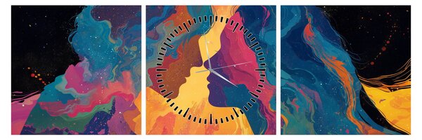 Slika - Kozmička ljubav (sa satom) (90x30 cm)