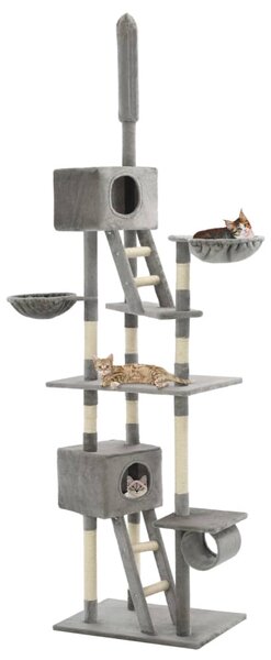 VidaXL Penjalica za mačke sa stupovima za grebanje od sisala 230 - 260 cm siva