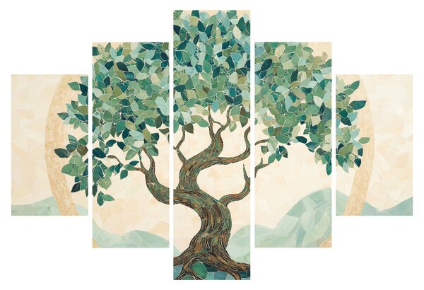 Slika – Elegantna mozaika s drvetom (150x105 cm)