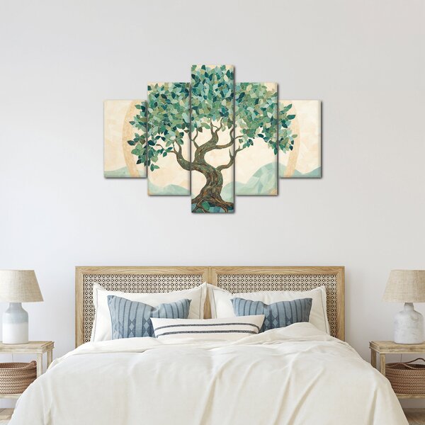 Slika – Elegantna mozaika s drvetom (150x105 cm)
