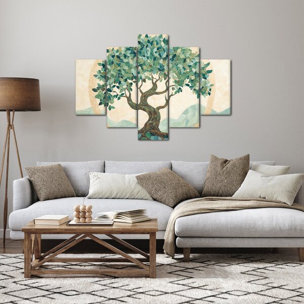 Slika – Elegantna mozaika s drvetom (150x105 cm)