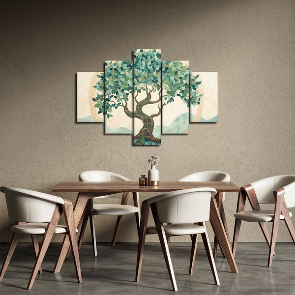 Slika – Elegantna mozaika s drvetom (150x105 cm)
