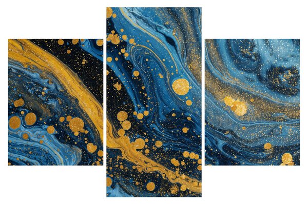 Slika - Plava apstrakcija sa zlatom (90x60 cm)