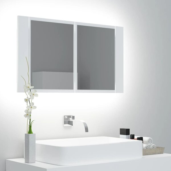 VidaXL LED kupaonski ormarić s ogledalom bijeli 80x12x45 cm akrilni