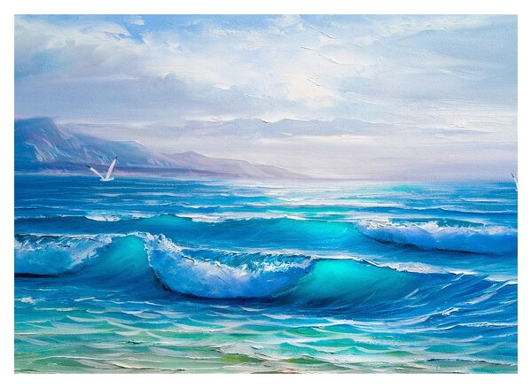 Slika - Ulje na platnu mora s galebovima (70x50 cm)
