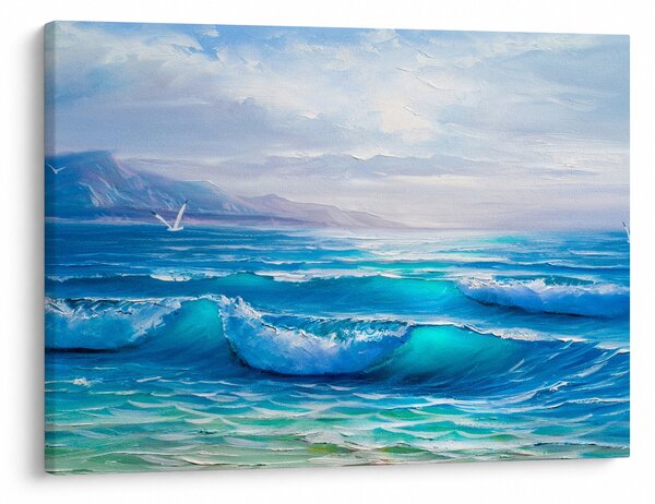 Slika - Ulje na platnu mora s galebovima (70x50 cm)