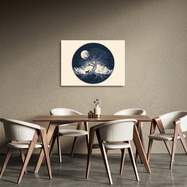 Staklena slika – Magično drvo s jelenom I. (70x50 cm)