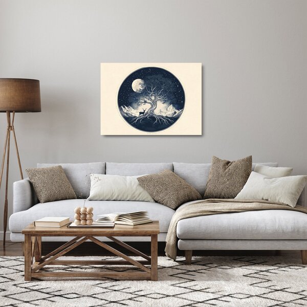 Staklena slika – Magično drvo s jelenom I. (70x50 cm)