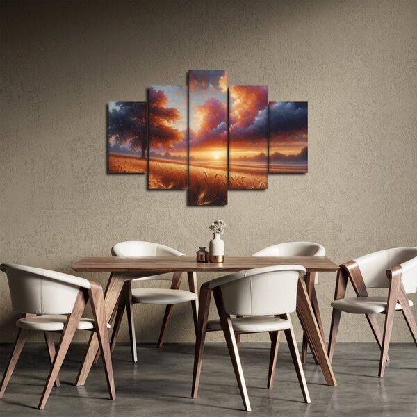 Slika – Zalazak sunca na polju (150x105 cm)