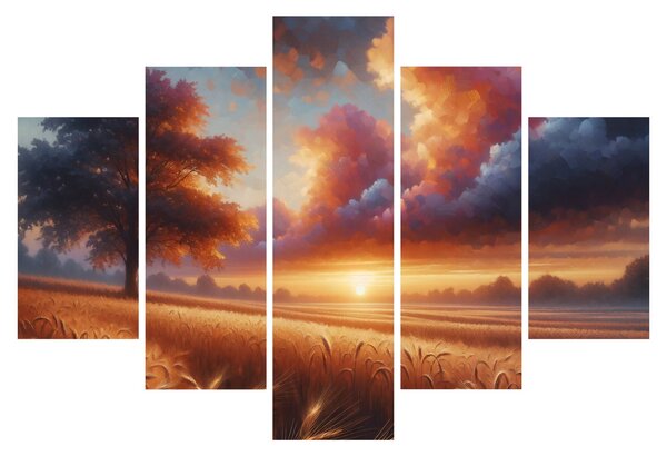 Slika – Zalazak sunca na polju (150x105 cm)