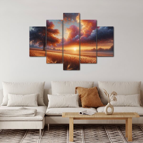 Slika – Zalazak sunca na polju (150x105 cm)