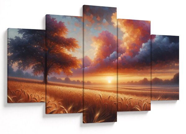Slika – Zalazak sunca na polju (150x105 cm)