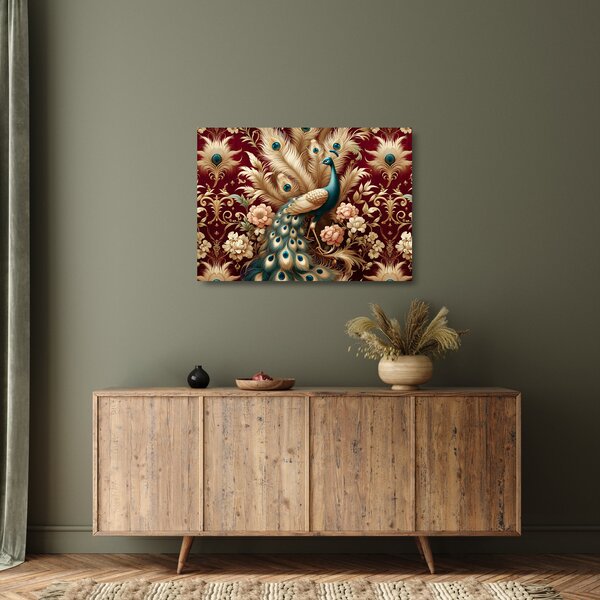 Staklena slika – Elegantni paun (70x50 cm)