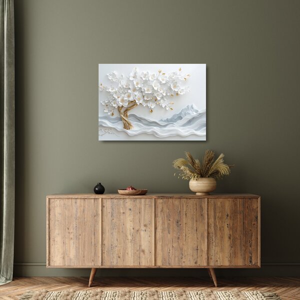 Staklena slika – 3D elegantno drvo života (70x50 cm)