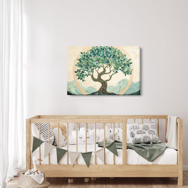 Slika – Elegantna mozaika s drvetom (90x60 cm)