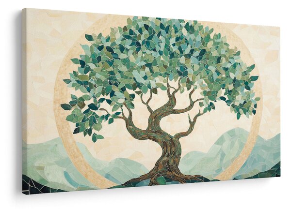 Slika – Elegantna mozaika s drvetom (90x60 cm)