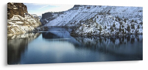 Slika - zimski krajolik s jezerom (120x50 cm)