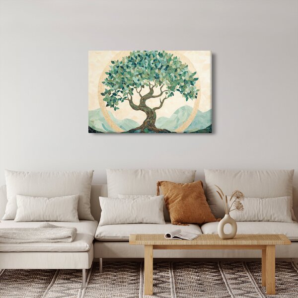 Slika – Elegantna mozaika s drvetom (90x60 cm)