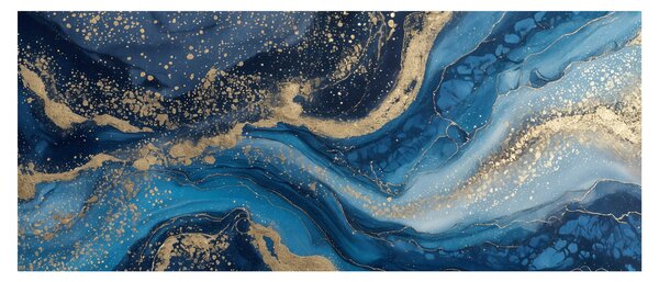 Slika - Apstraktni plavo-zlatni mramor (120x50 cm)