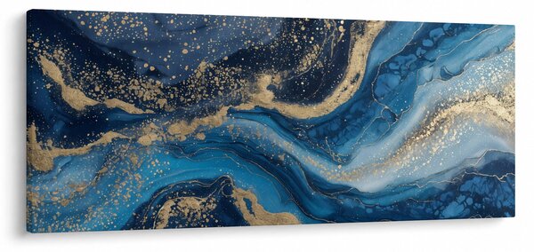 Slika - Apstraktni plavo-zlatni mramor (120x50 cm)