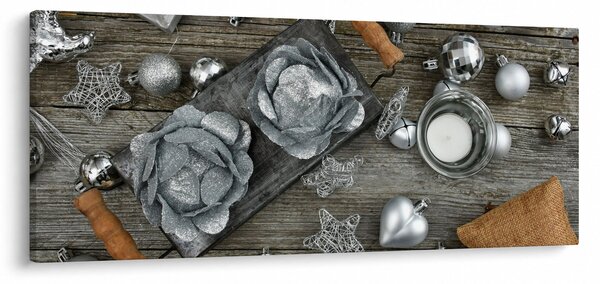 Slika - srebrni božićni ukrasi (120x50 cm)
