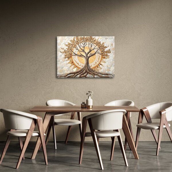 Slika – Zlatno drvo života u mozaiku (70x50 cm)
