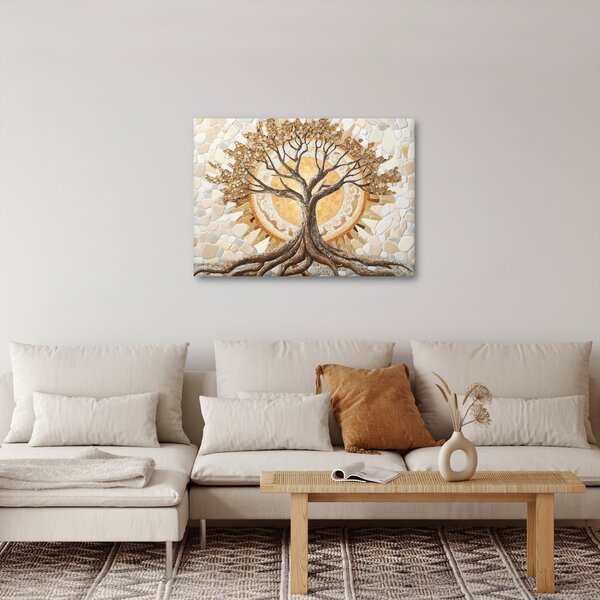 Slika – Zlatno drvo života u mozaiku (70x50 cm)
