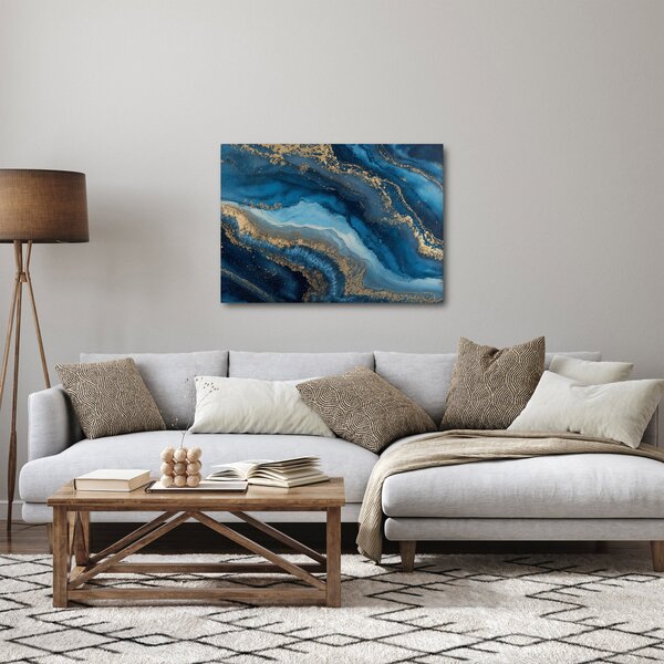 Slika - Plava mramorna apstrakcija (70x50 cm)