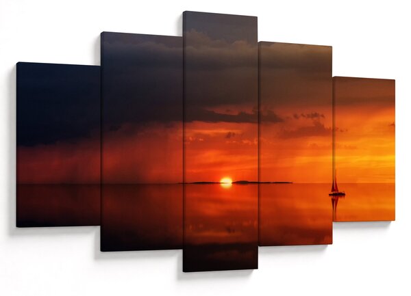 Slika zalaska sunca s jedrilicom (150x105 cm)