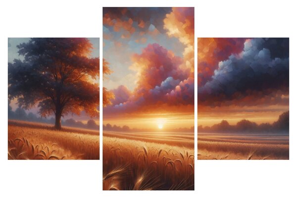 Slika – Zalazak sunca na polju (90x60 cm)