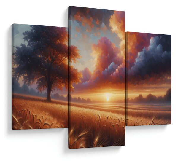 Slika – Zalazak sunca na polju (90x60 cm)