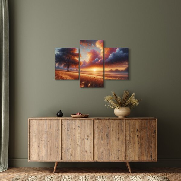 Slika – Zalazak sunca na polju (90x60 cm)