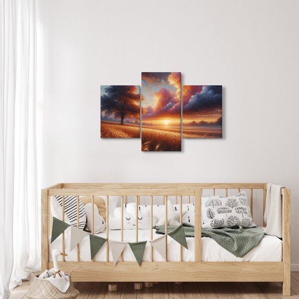 Slika – Zalazak sunca na polju (90x60 cm)