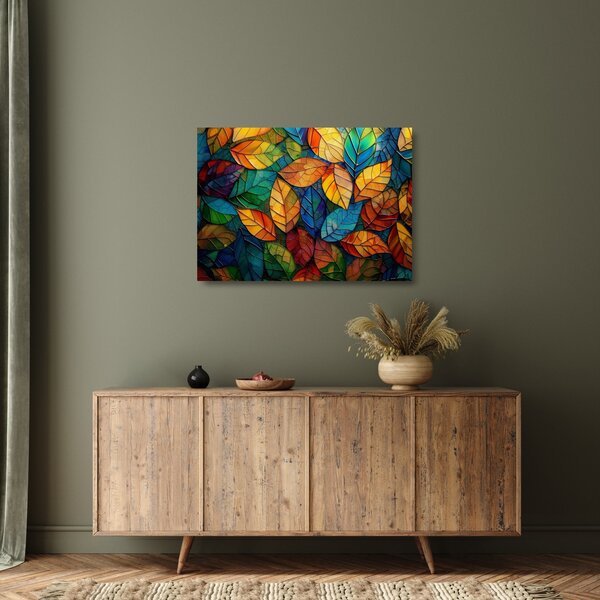 Staklena slika - Mozaik od lišća (70x50 cm)