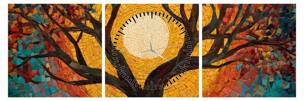 Slika - Sunce u krošnji stabla života (sa satom) (90x30 cm)