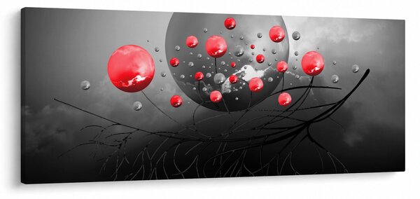 Slika crvenih apstraktnih kugli (120x50 cm)