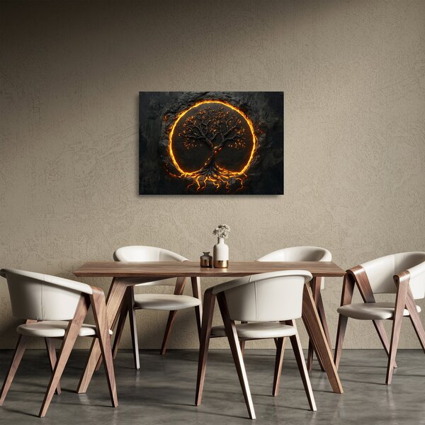 Staklena slika – Drvo života u lavi II. (70x50 cm)