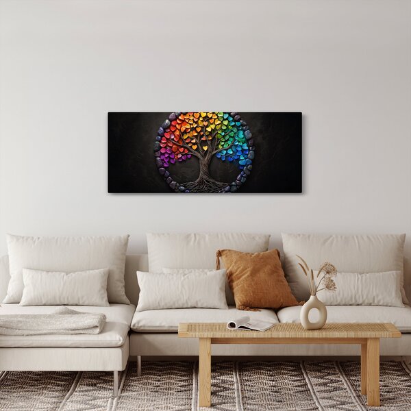 Slika – Drvo puno šarenih srca (120x50 cm)