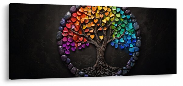 Slika – Drvo puno šarenih srca (120x50 cm)