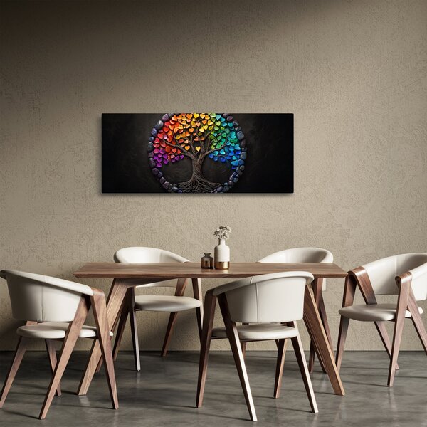Slika – Drvo puno šarenih srca (120x50 cm)