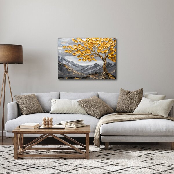 Slika – Drvo sa zlatnim lišćem (70x50 cm)