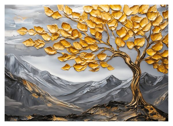 Slika – Drvo sa zlatnim lišćem (70x50 cm)