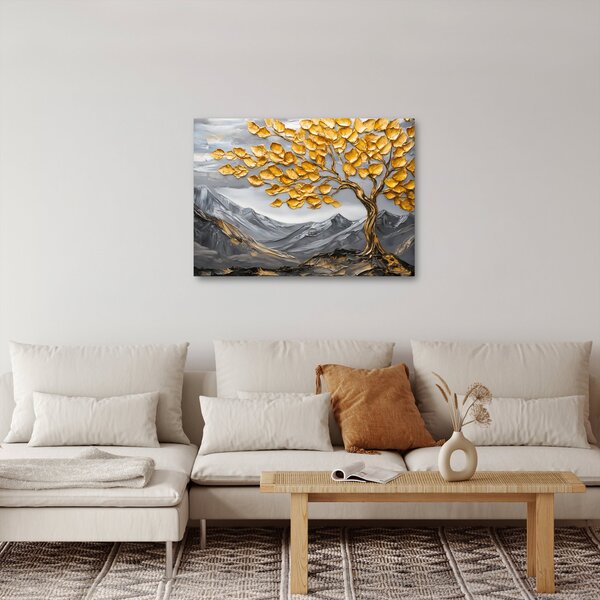 Slika – Drvo sa zlatnim lišćem (70x50 cm)