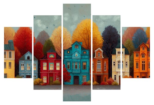 Slika - Oslikani jesenski grad (150x105 cm)