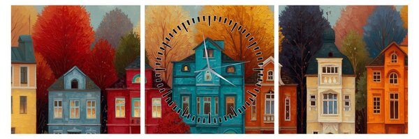 Slika - Oslikani jesenski grad (sa satom) (90x30 cm)