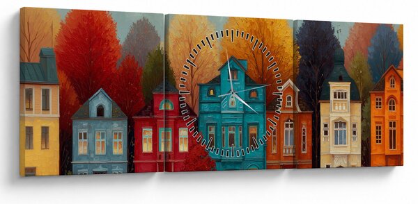 Slika - Oslikani jesenski grad (sa satom) (90x30 cm)
