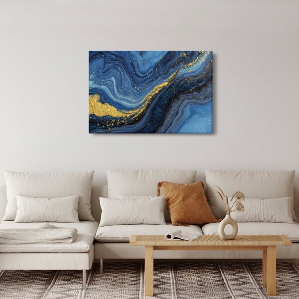 Slika - Plavo-zlatna apstrakcija (90x60 cm)