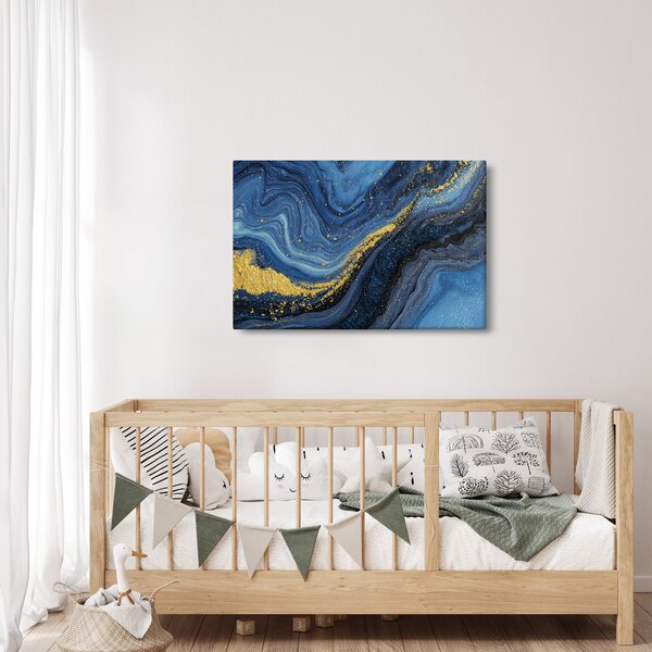 Slika - Plavo-zlatna apstrakcija (90x60 cm)